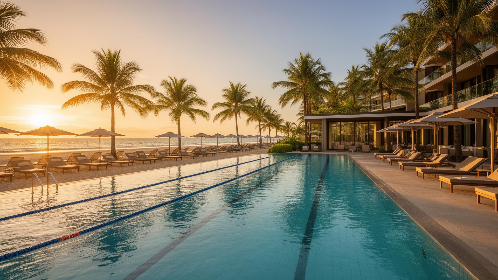 Piscina semiolímpica do Solina ao pôr do sol